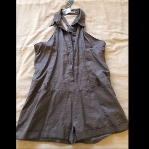 Grey Romper with front and back pockets